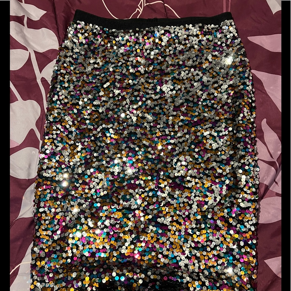 Knee length sequin skirt